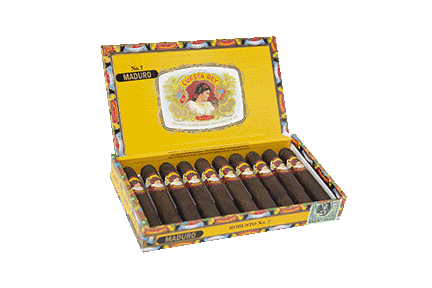Open box of 10 count Cuesta Rey Centenario Robusto No. 7 Maduro cigars