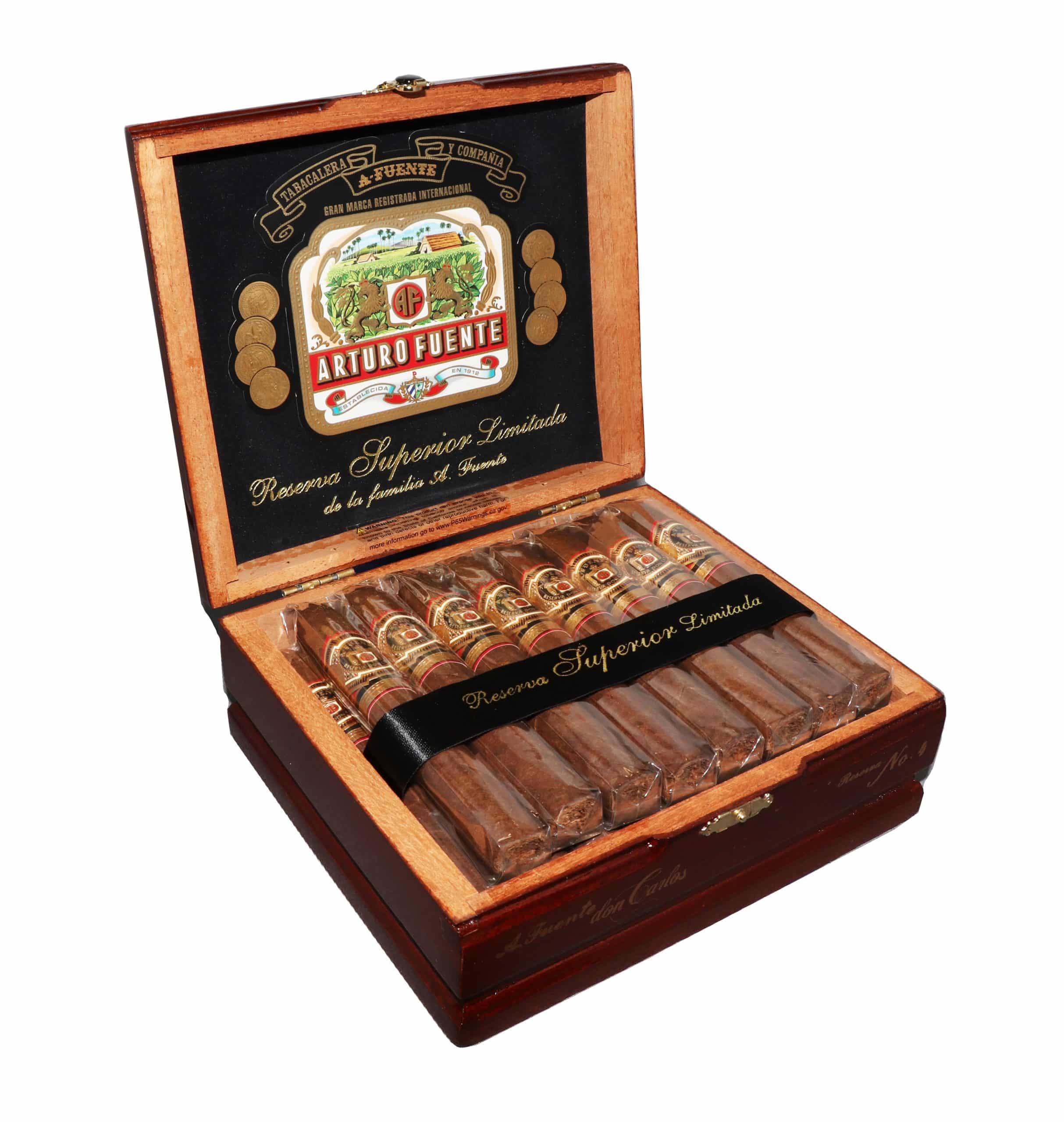 Open box of 25 count Arturo Fuente Don Carlos No. 4 cigars