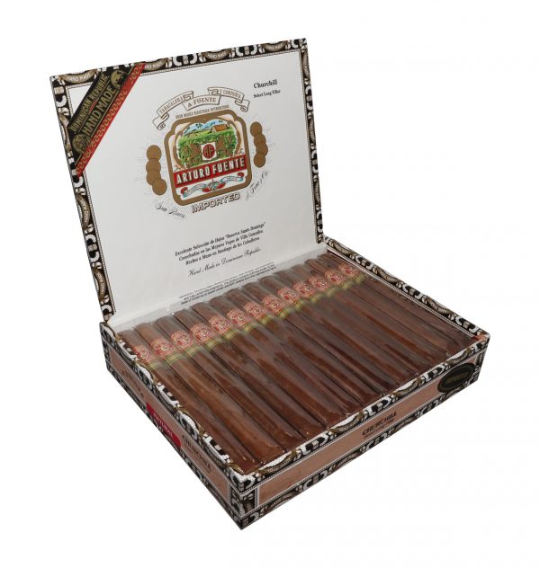Open box of 25 count Arturo Fuente Gran Reserva Churchill Natural cigars