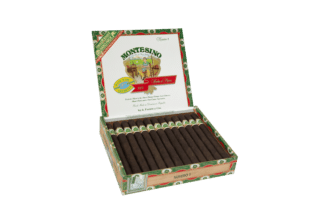 Open box of 25 count Montesino No. 1 Maduro cigars