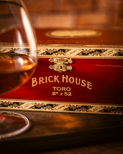 Brick House Cigars Box with a Whiskey Glass