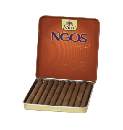 Open box of 10 count Neos Mini Cappuccino cigarillos