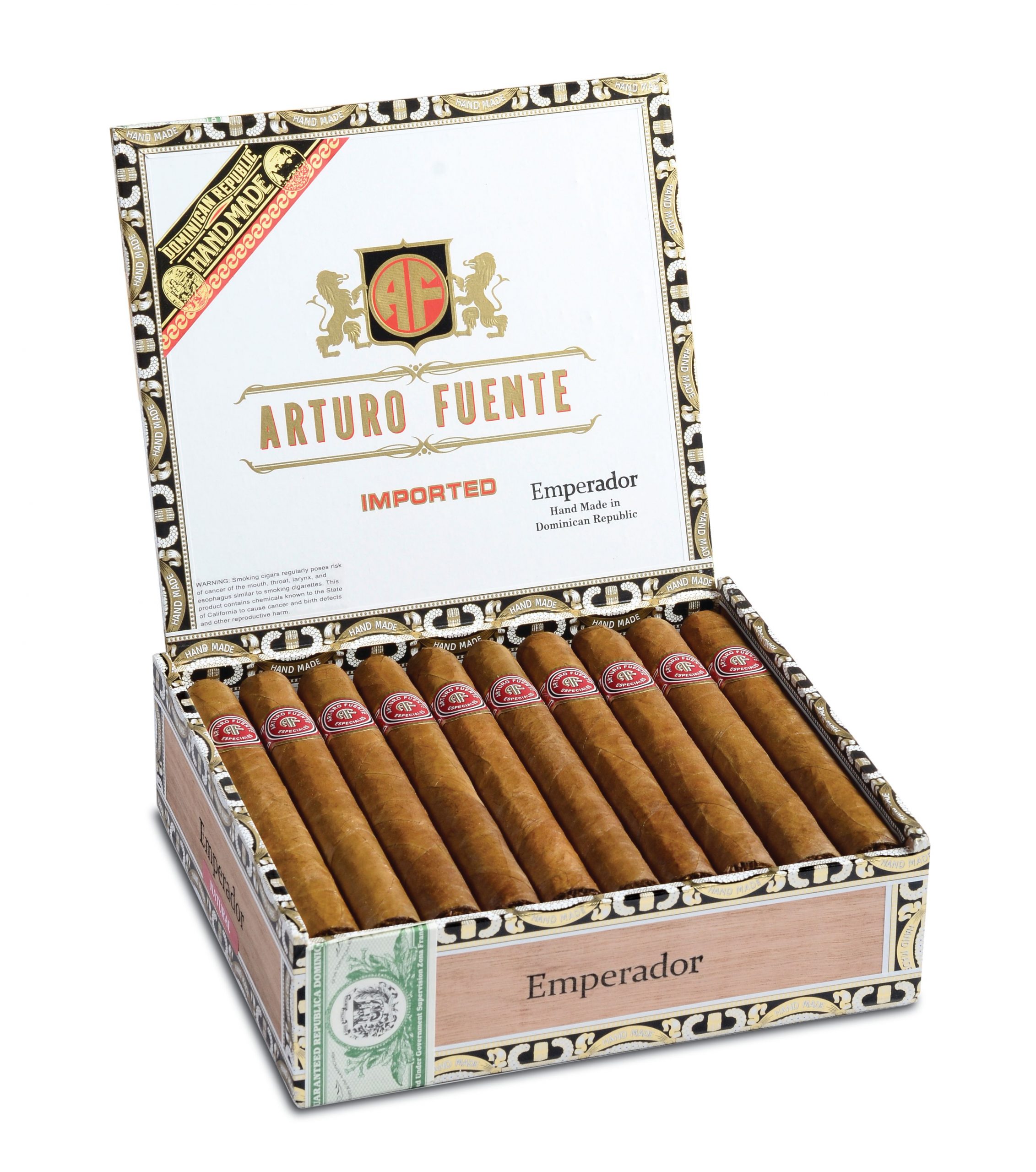 Open box of 30 count Arturo Fuente Especiales Emperador cigars