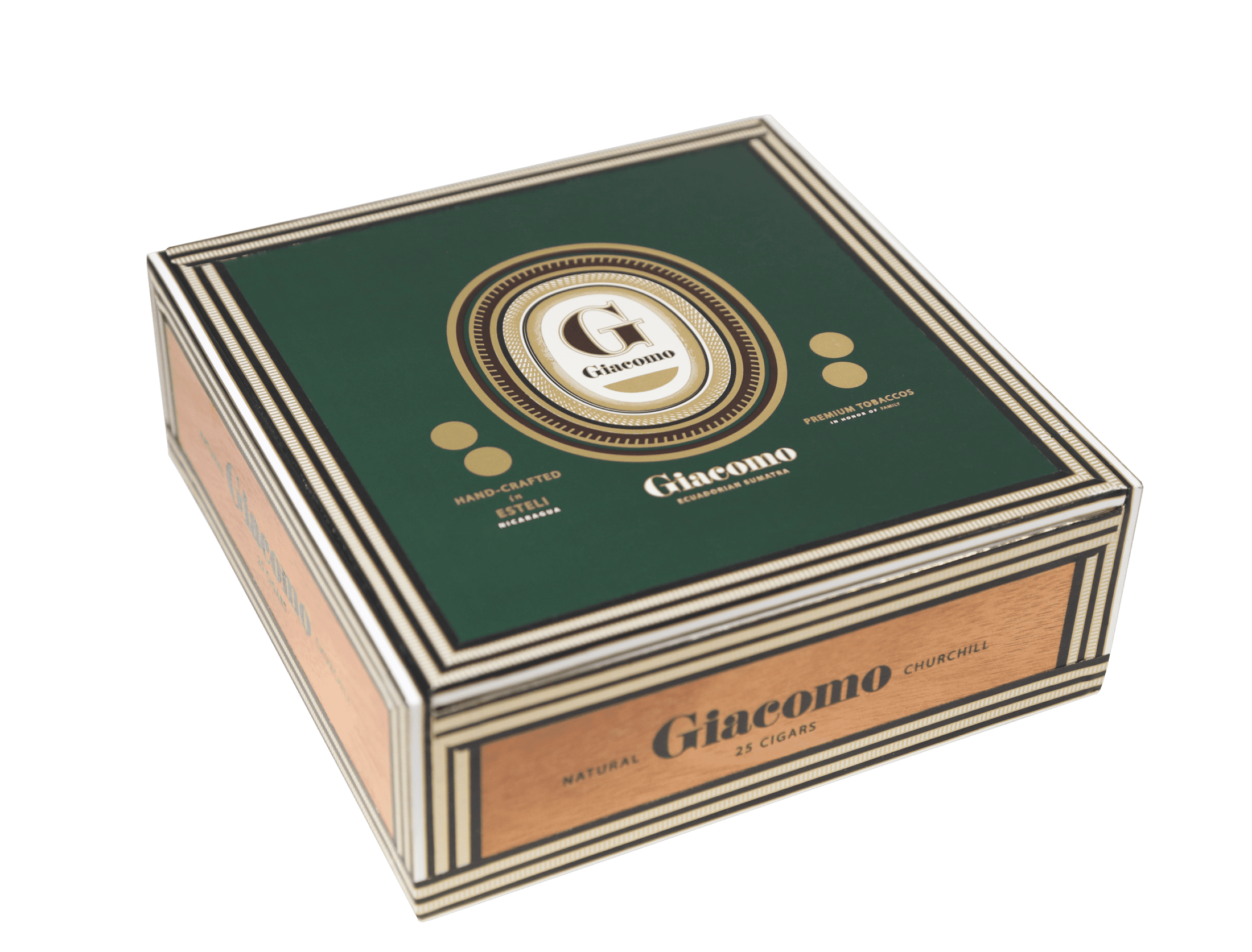 Close box of Giacomo Natural Churchill cigars