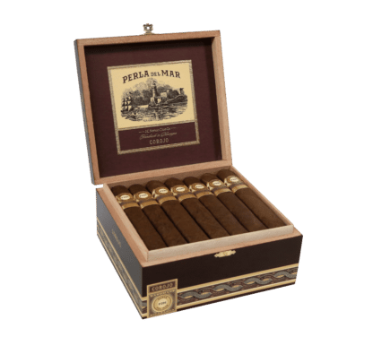Open box of 25 count Perla Del Mar Corojo cigars
