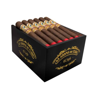 Open box of 24 count La Aroma de Cuba El Jefe cigars