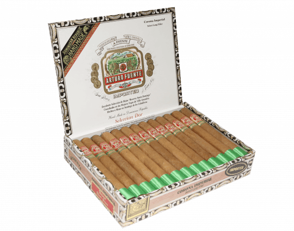 Open box of 25 count Arturo Fuente Corona Imperial Seleccion D'Oro cigars