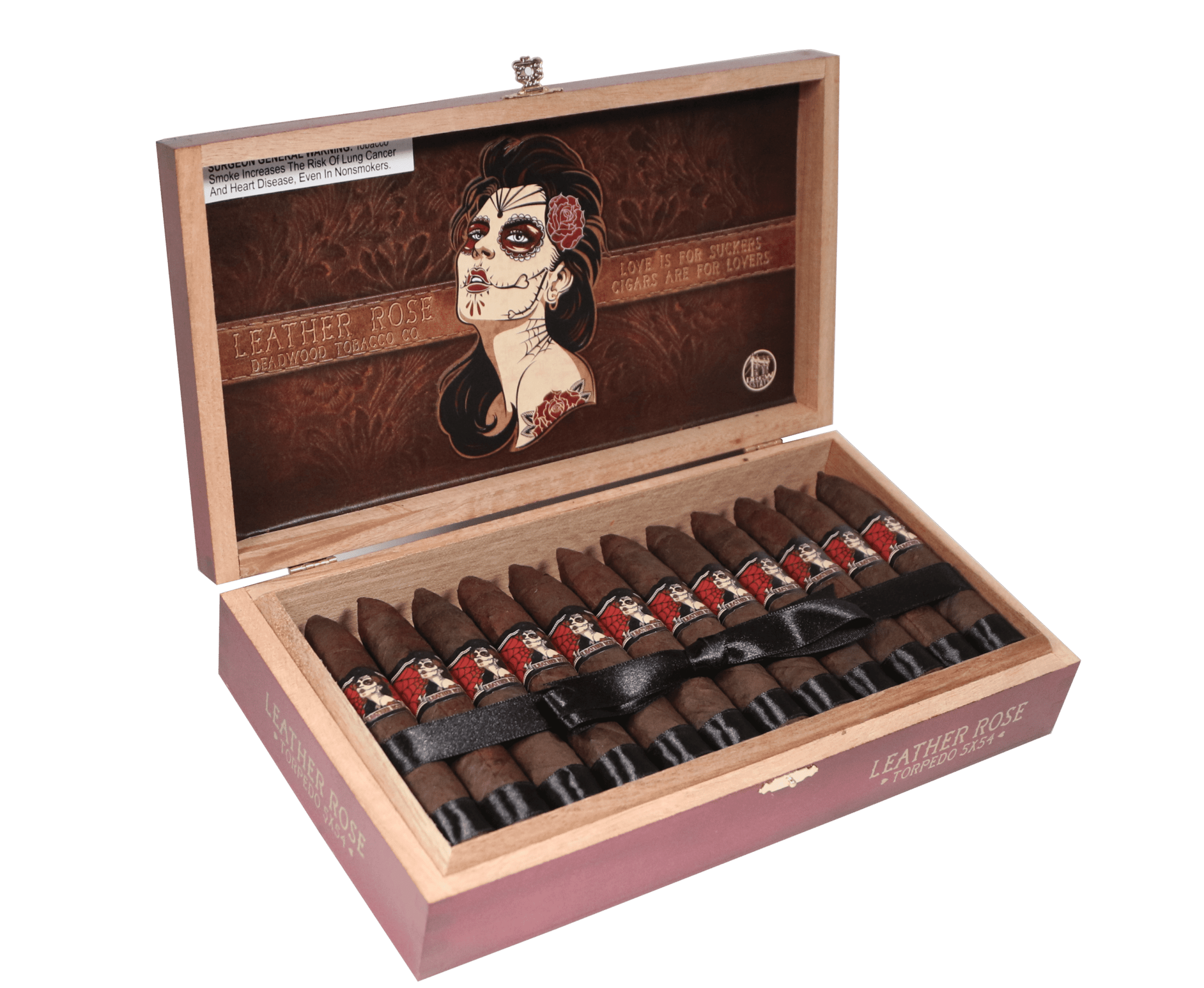 Open box of 24 count Deadwood Leather Rose cigars