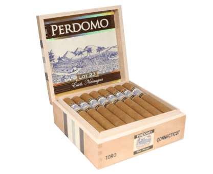 Open box of 24 count Perdomo Lot 23 Connecticut Toro cigars