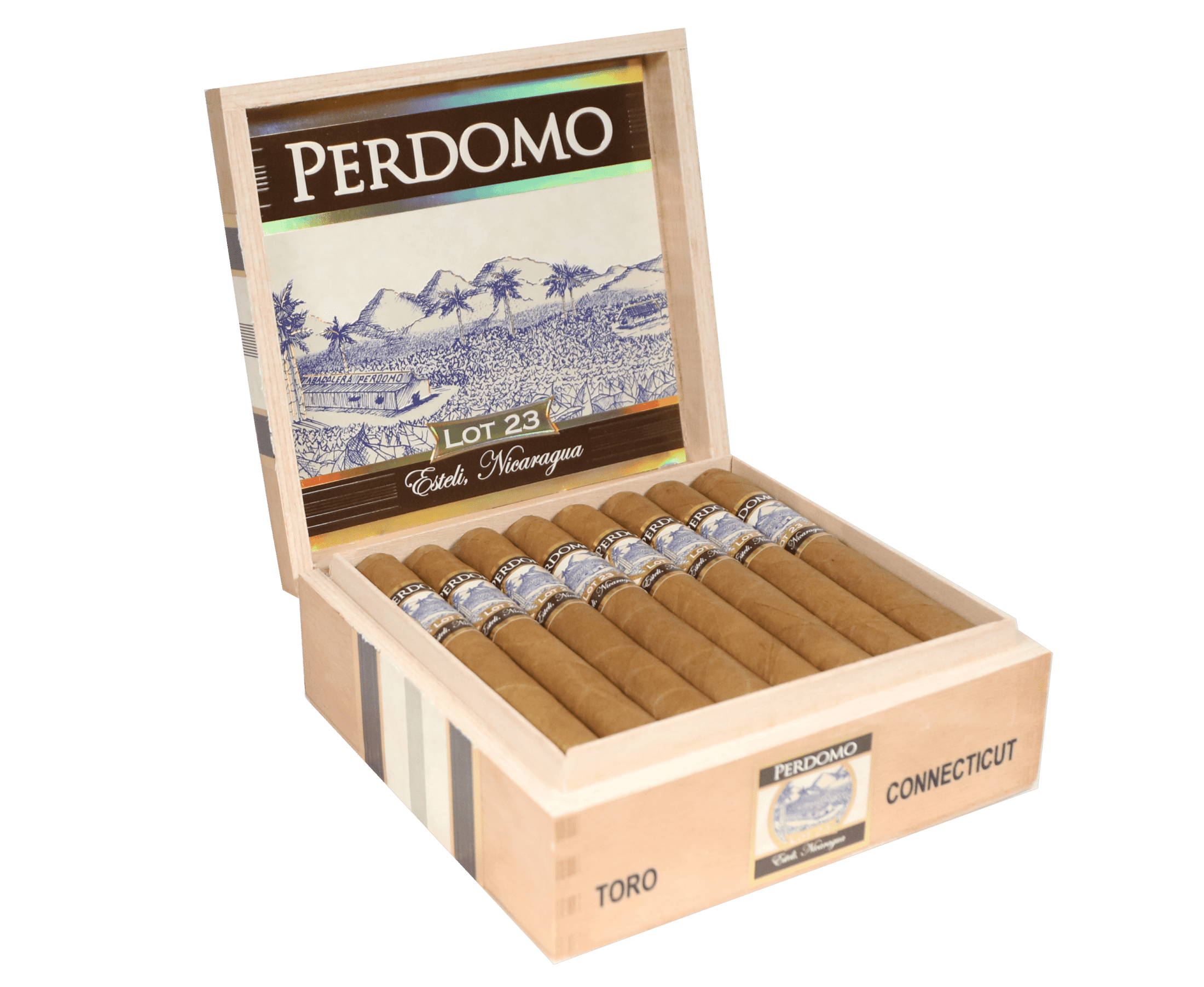 Open box of 24 count Perdomo Lot 23 Connecticut Toro cigars
