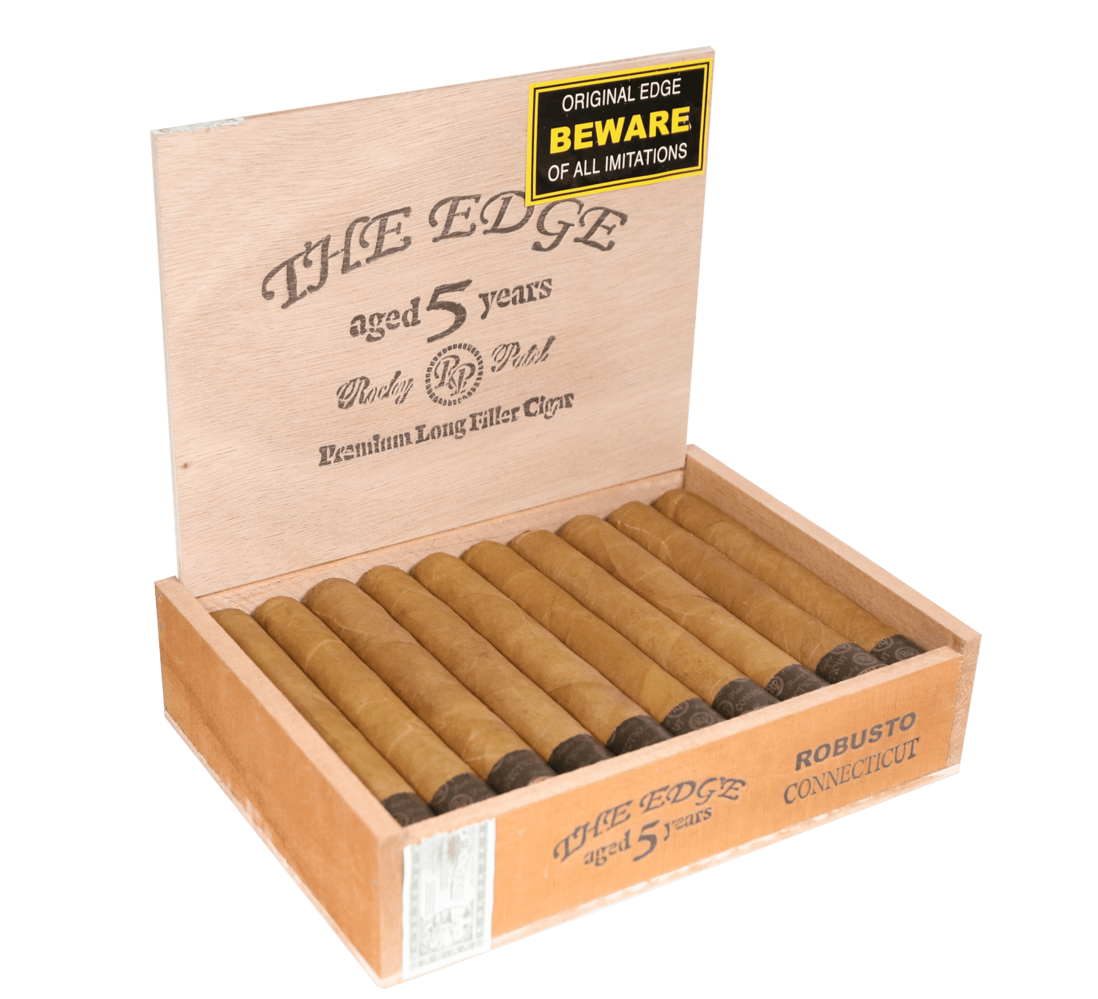 Open box 20 count of Rocky Patel The Edge Connecticut Robusto cigars
