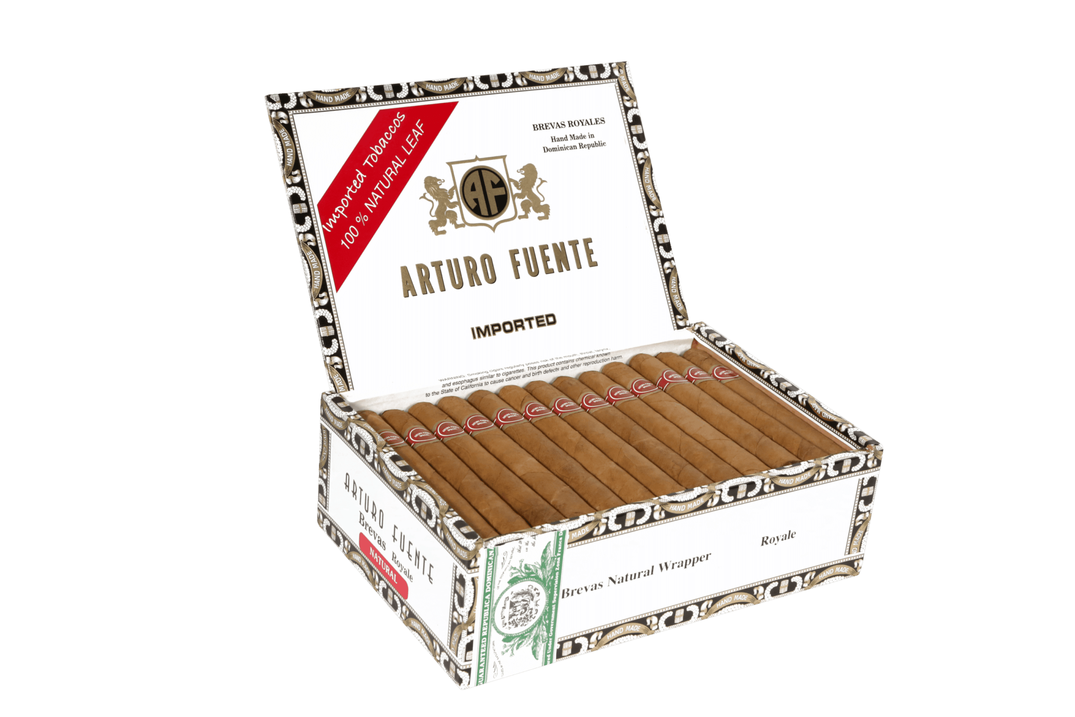 Open box of 50 count Arturo Fuente Brevas Royales cigars