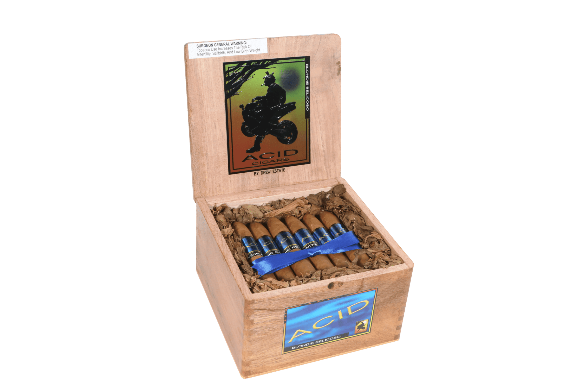 Open box of 24 count Acid Blondie Belicoso cigars