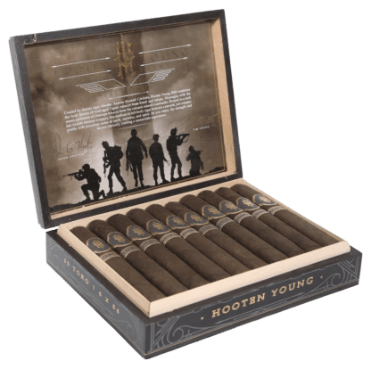 Open box of 20 count Hooten Young Toro cigars