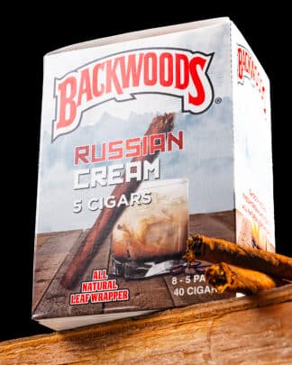 Side view of Box of Backwoods Russian Cream Cigars Box