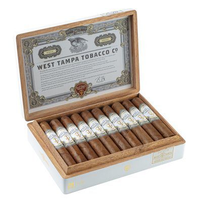 West Tampa Tobacco Company White Robusto open box of cigars