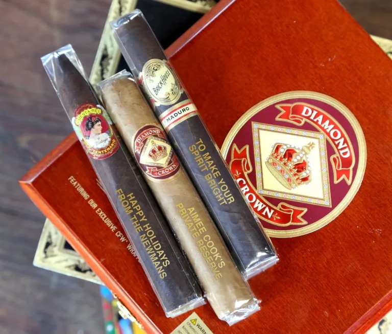 Diamond Crown cigars with an imprinted cellophane tube