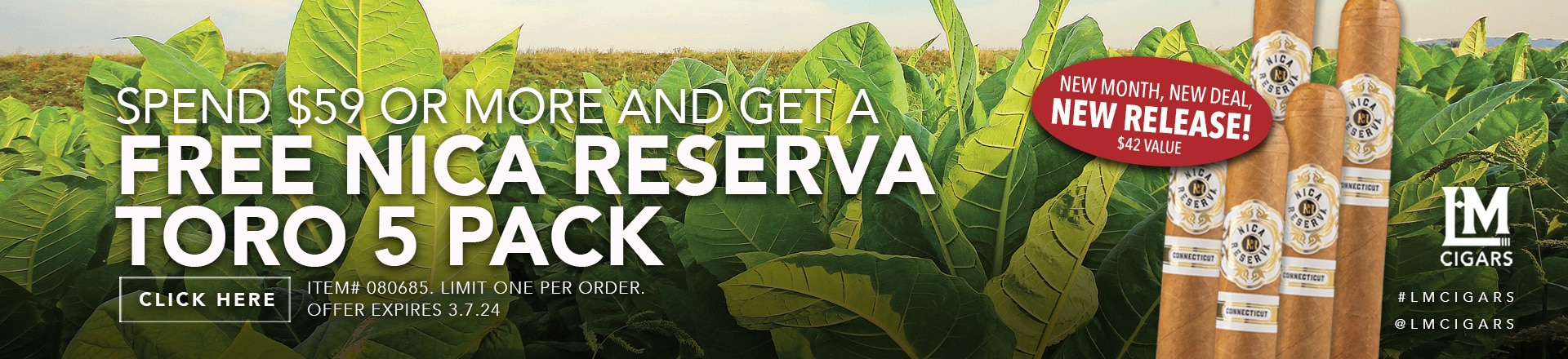 free nica reserva 5 pack with orders over $59