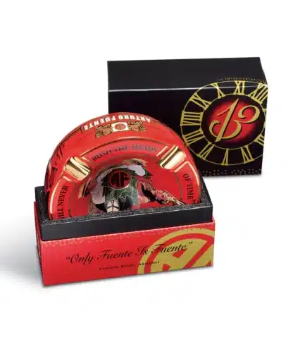 red arturo fuente hand of time ashtray with box open